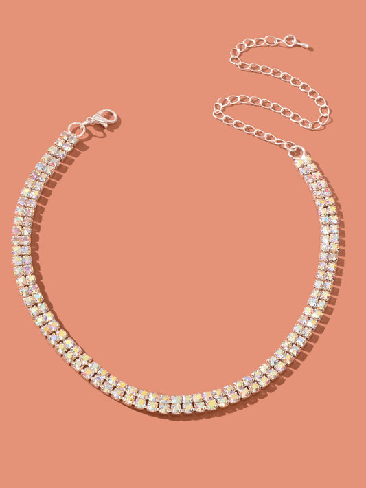 Luxury Sparkling Zircon Short Choker Collar Necklace Wedding Engagement Jewelry-1